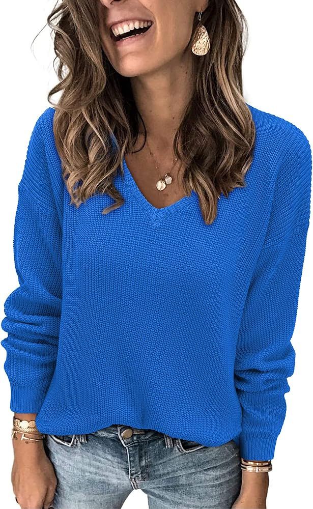 II ININ Women's Sweater 2024 Long Sleeve Spring Tops Fashion Outfits Trendy Casual V Neck Oversiz... | Amazon (US)