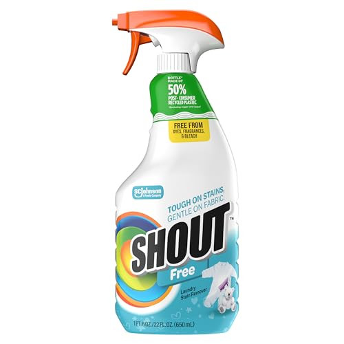 Shout Free Laundry Stain Remover Spray, Active Enzyme Formula is Fragrance, Bleach, and Dye Free, Removes Everyday Stains including Baby Stains - 22oz Spray | Amazon (US)