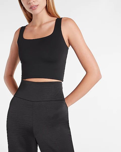 Body Contour High Compression Square Neck Cropped Tank | Express (Pmt Risk)