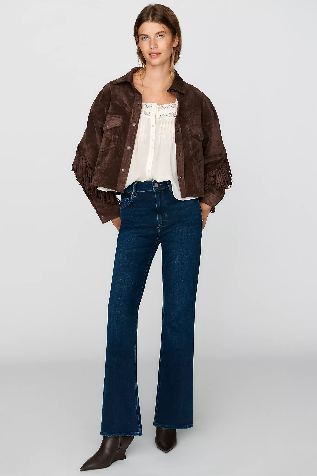 PAIGE Petite Laurel Canyon High Rise Bootcut Jeans | Anthropologie (US)