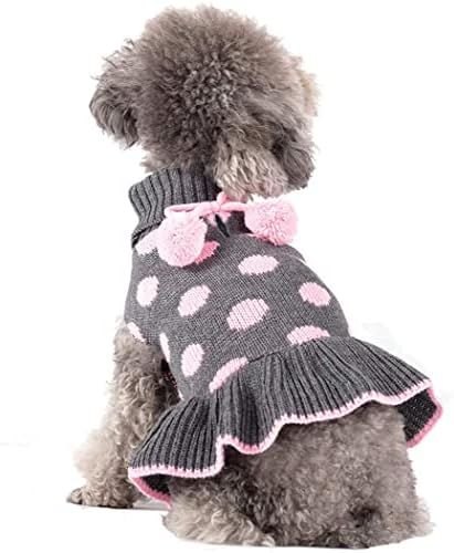 KYEESE Dog Sweater Dress Turtleneck Polka Dot Dog Sweaters with Leash Hole Knitwear Warm Pet Swea... | Amazon (US)