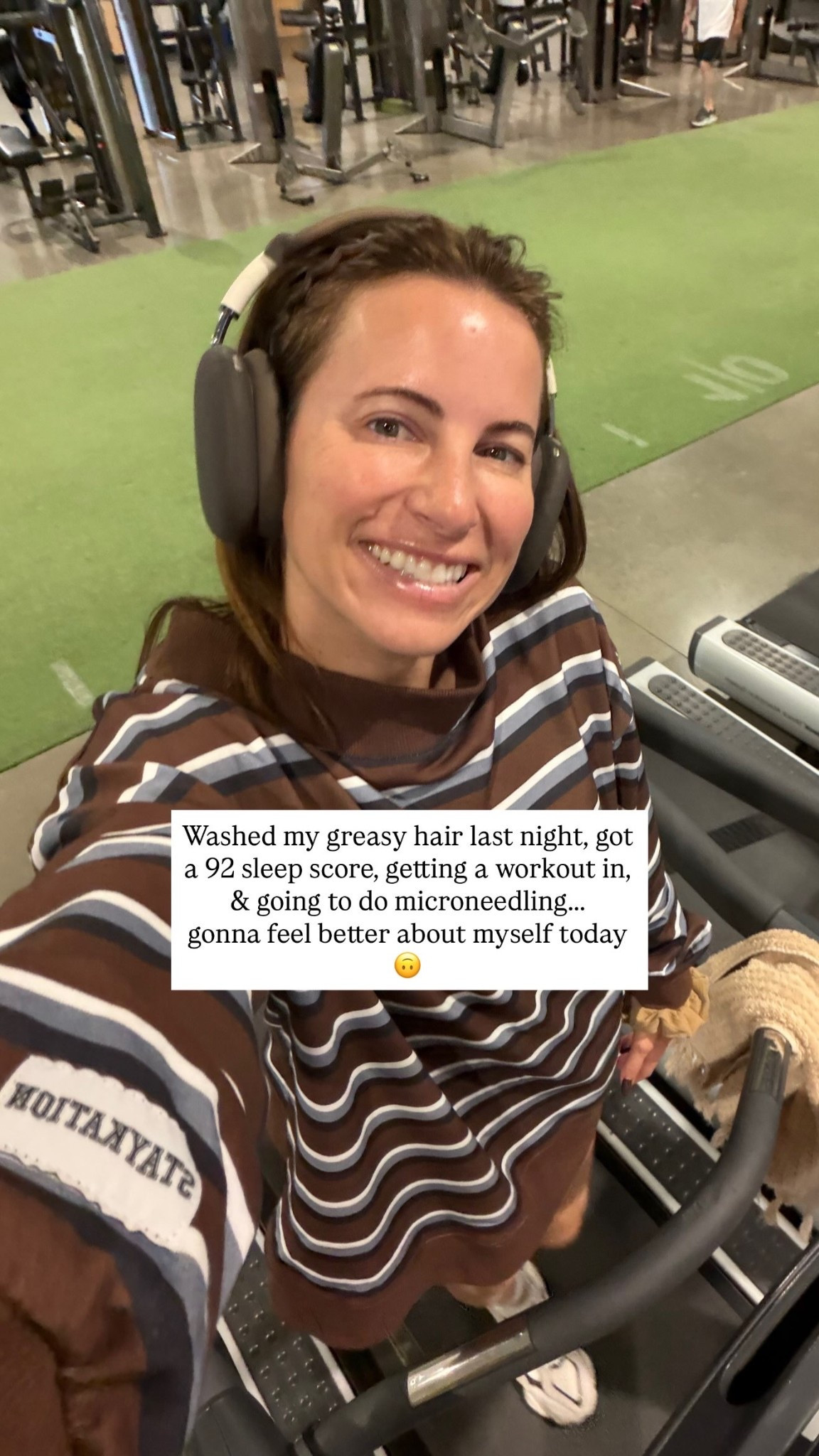 Washed my greasy hair last night, got a 92 sleep score, getting a workout in, & going to do microneedling…..
gonna feel better about myself today 🙃