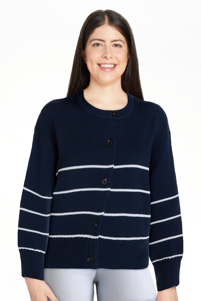 Time and Tru Women's Striped Cardigan Sweater with Long Sleeves, Sizes XS-XXXL | Walmart (US)
