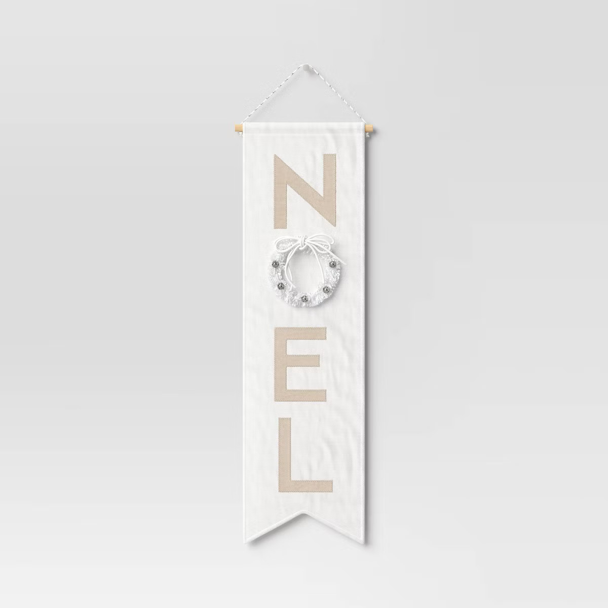 22" Fabric 'Noel' with Christmas Wreath Hanging Wall Décor White - Wondershop™ | Target