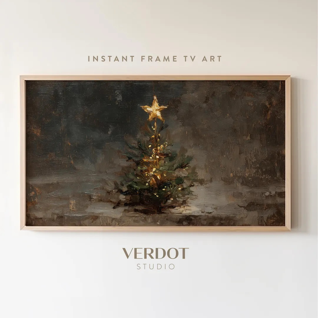 Moody Christmas Tree Frame Tv Art: Vintage Mini Tree Holiday Decor Screensaver | TV25129 - Etsy | Etsy (US)
