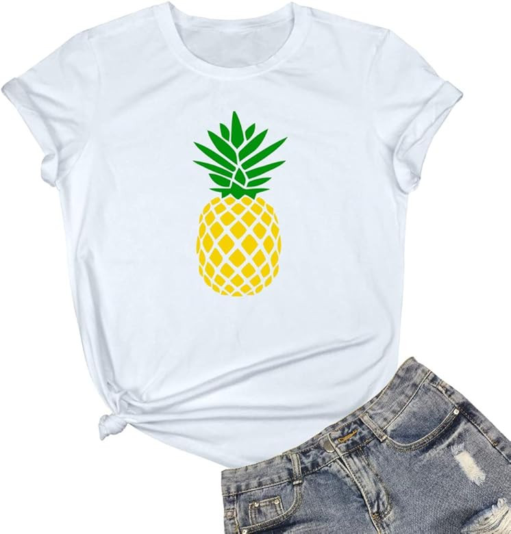 Women Cute Graphic T Shirts Funny Tops Pineapple Tees | Amazon (US)