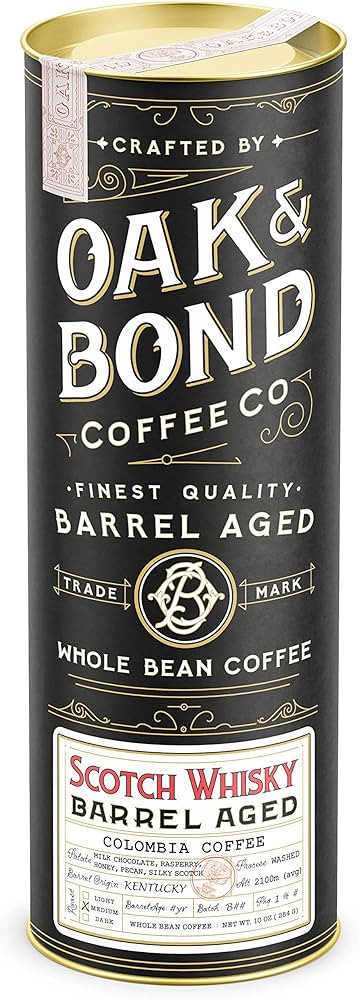 Scotch Whisky Barrel Aged Coffee, Colombia Single Origin Washed Whole Coffee Bean, Medium Roast w... | Amazon (US)