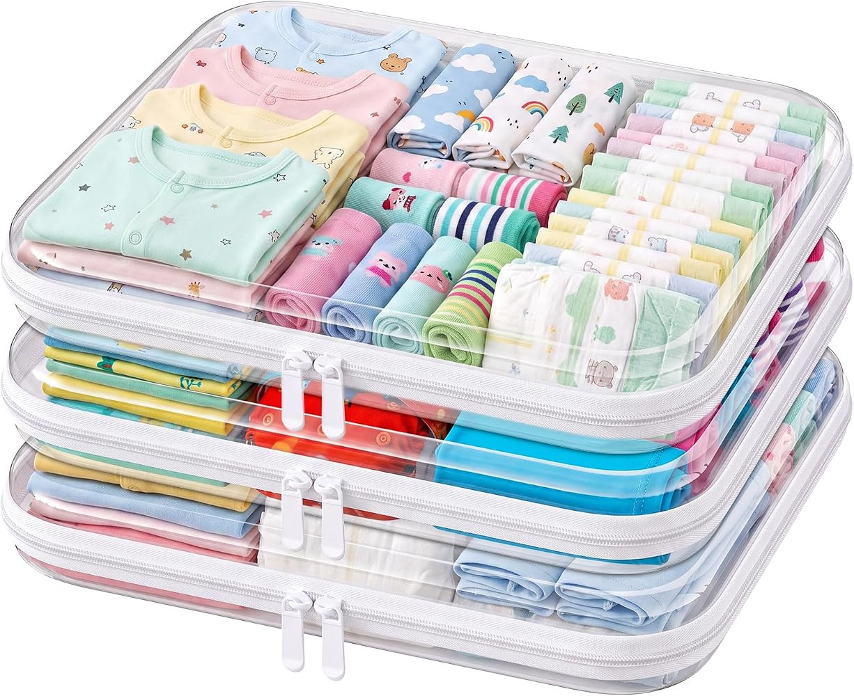 3PCS Clear Hard Shell Zipper Case Large14*12*2in,Travel Toiletry Makeup Bag | Amazon (US)