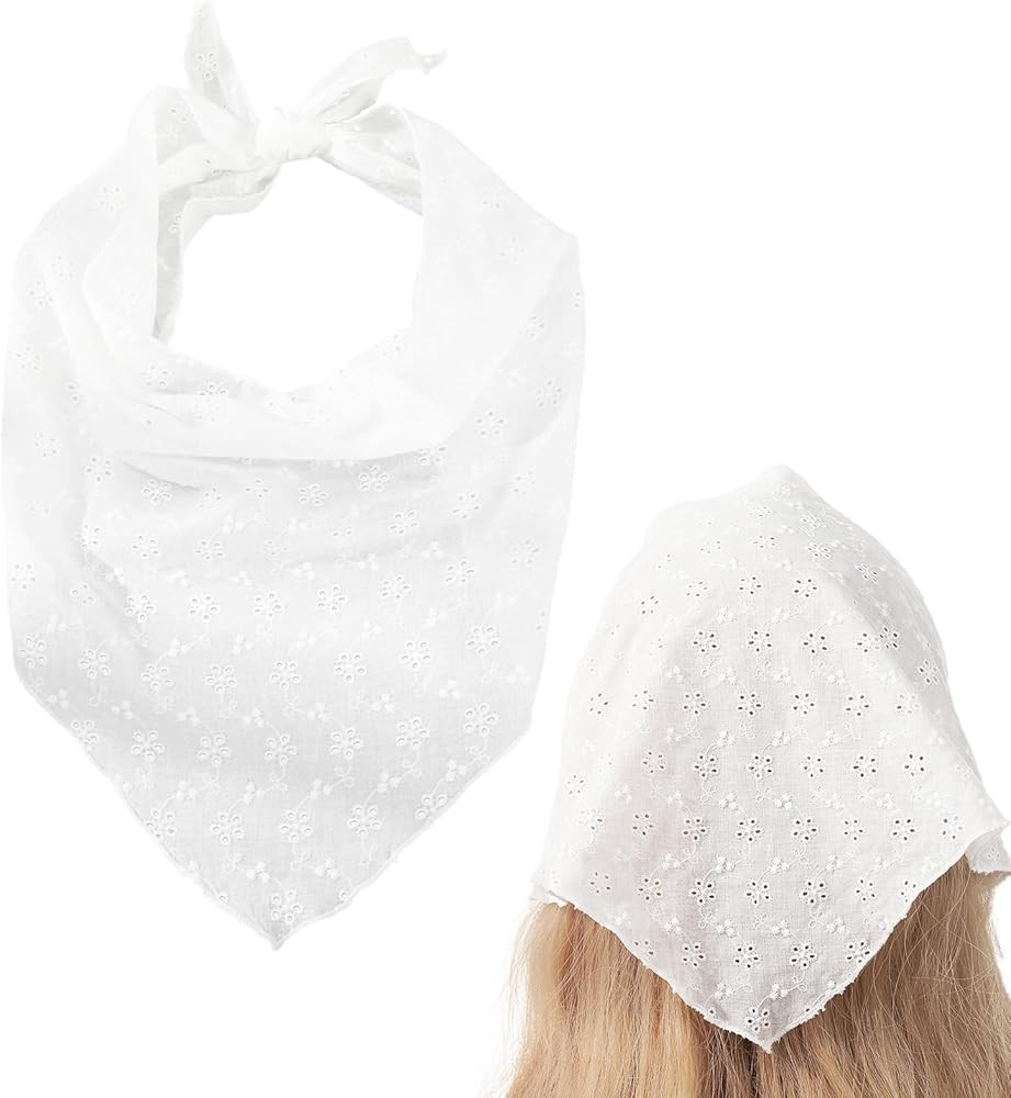White Bandana Headband for Women Simplicity Head Scarf for Girls Cute Adjustable Bandanas for Wom... | Amazon (US)