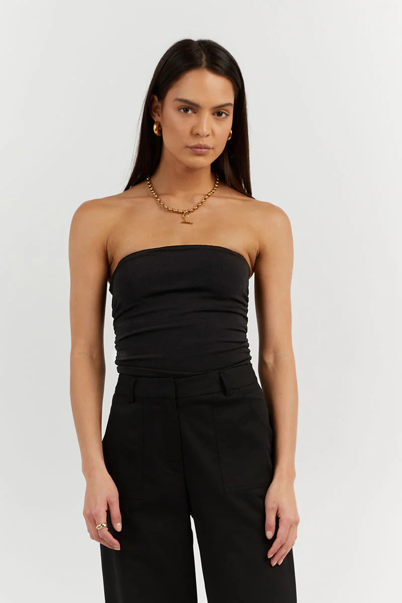 CARRIE BLACK BANDEAU KNIT TOP | DISSH