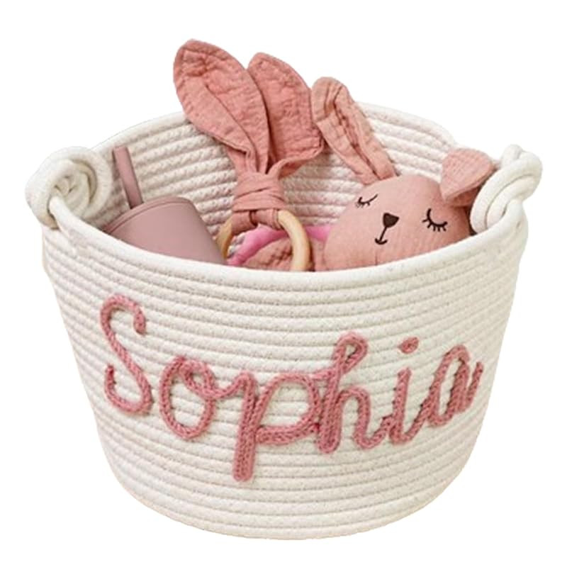 Personalized Small Woven Basket Custom Cotton RoPersonalized Baby Name Basket, Custom Baby Shower... | Amazon (US)