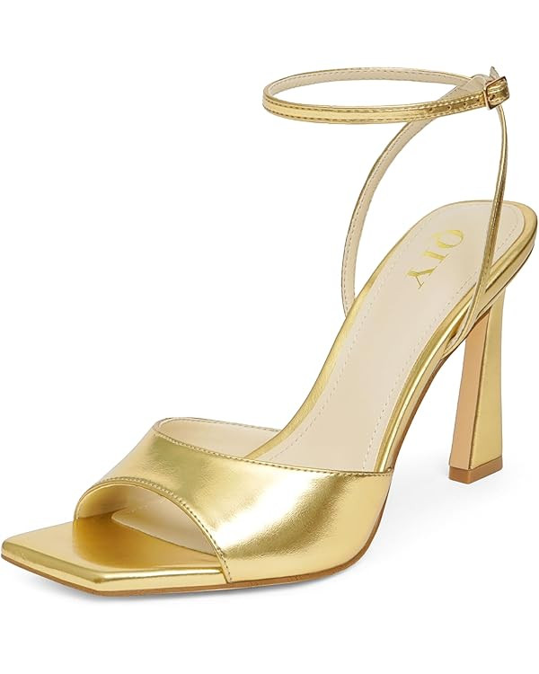 Strappy Heels for Women Heeled Sandals Square Toe Heel Ankle Strap Stiletto Mesh High Heels Dress... | Amazon (US)