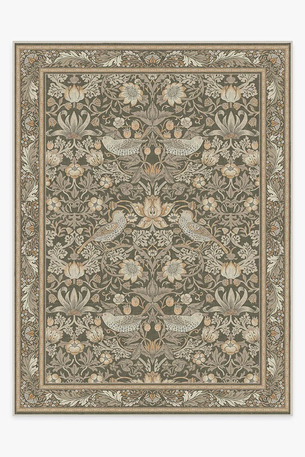Morris & Co. Strawberry Thief Stone Gold Tufted Rug | Ruggable