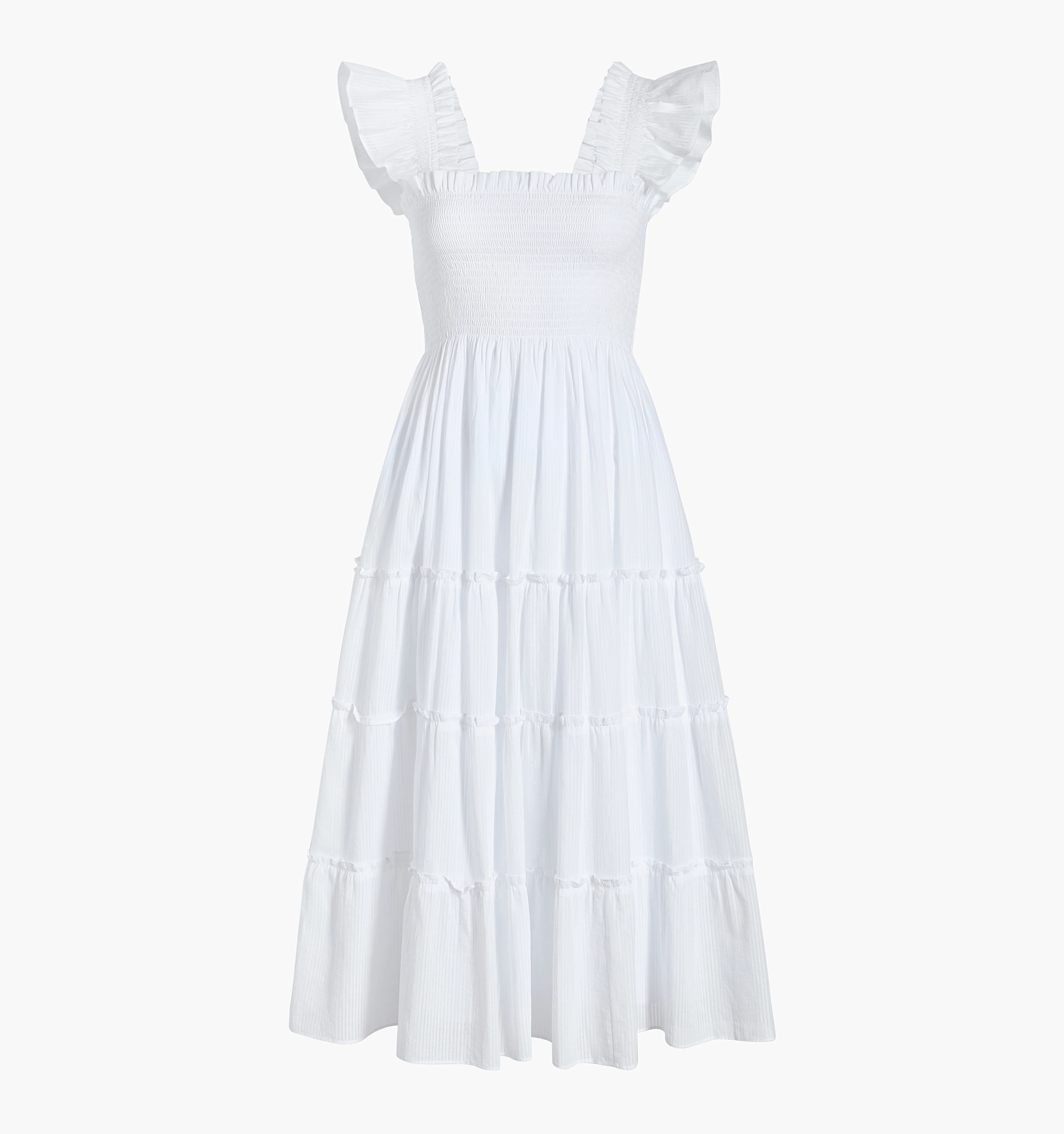 The Maternity Ellie Nap Dress White Shadow Stripe | M | ® | 100% Cotton | Hill House Home Smocked Dress | Hill House Home US