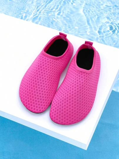 Summer Kids Outdoor Beach Shoes, Girls Solid Pink Soft Bottom Lightweight Breathable Comfortable ... | SHEIN