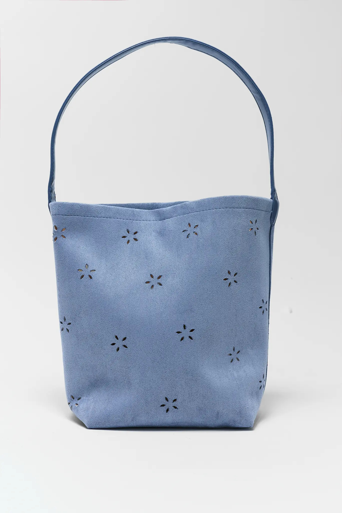 Blue Faux Suede Bucket Bag | Avara
