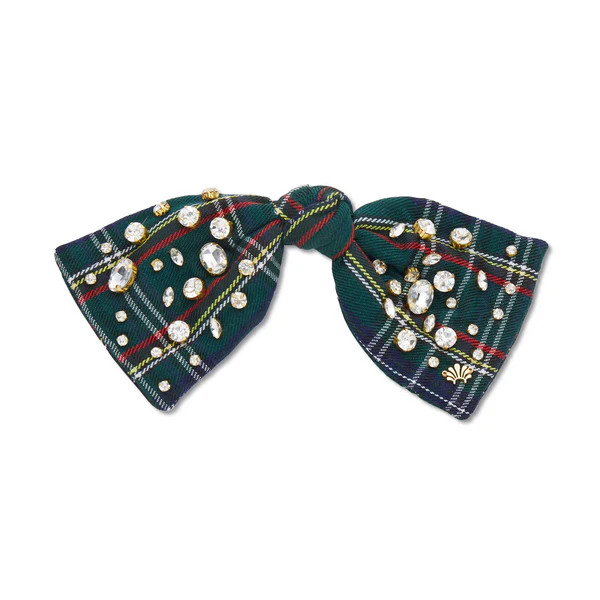 HOLIDAY PLAID PALOMA CRYSTAL EMBELLISHED BOW BARRETTE | LELE SADOUGHI