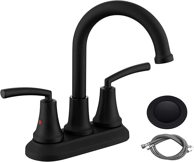 RKF Swivel Spout Two-Handle Centerset Bathroom Faucet Lavatory Faucet with pop-up Drain with Over... | Amazon (US)