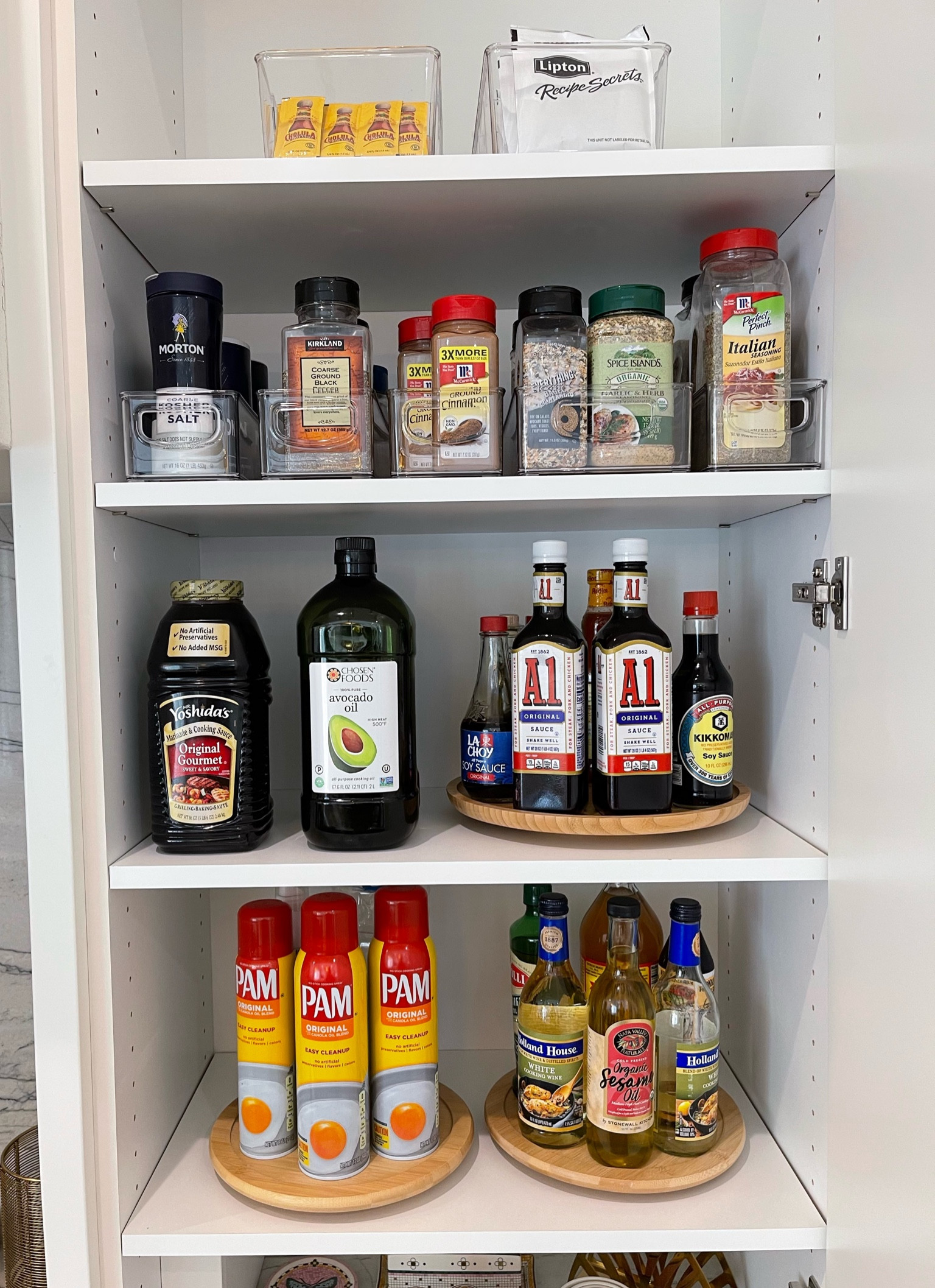 These turntables and acrylic bins make your spices and sauces more accessible! We stored them next to the stove for easy access. 

#kitchen #pantry #organize #home

#LTKhome