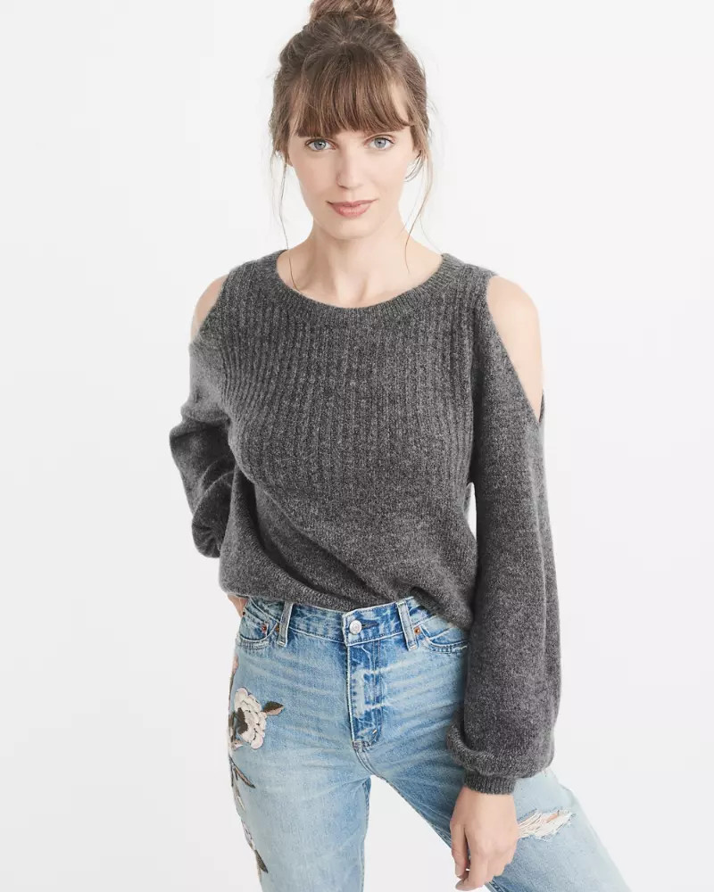 Cold Shoulder Puff Sleeve Sweater | Abercrombie & Fitch US & UK