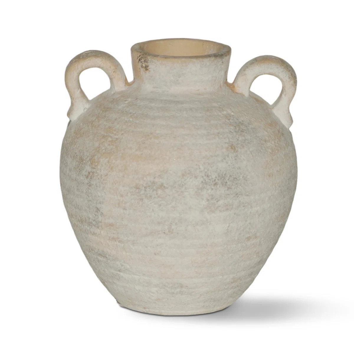 Rustic Farmhouse Small Ceramic Vase with Double Handles, Ribbed Texture Decorative Tabletop Flowe... | Wayfair North America