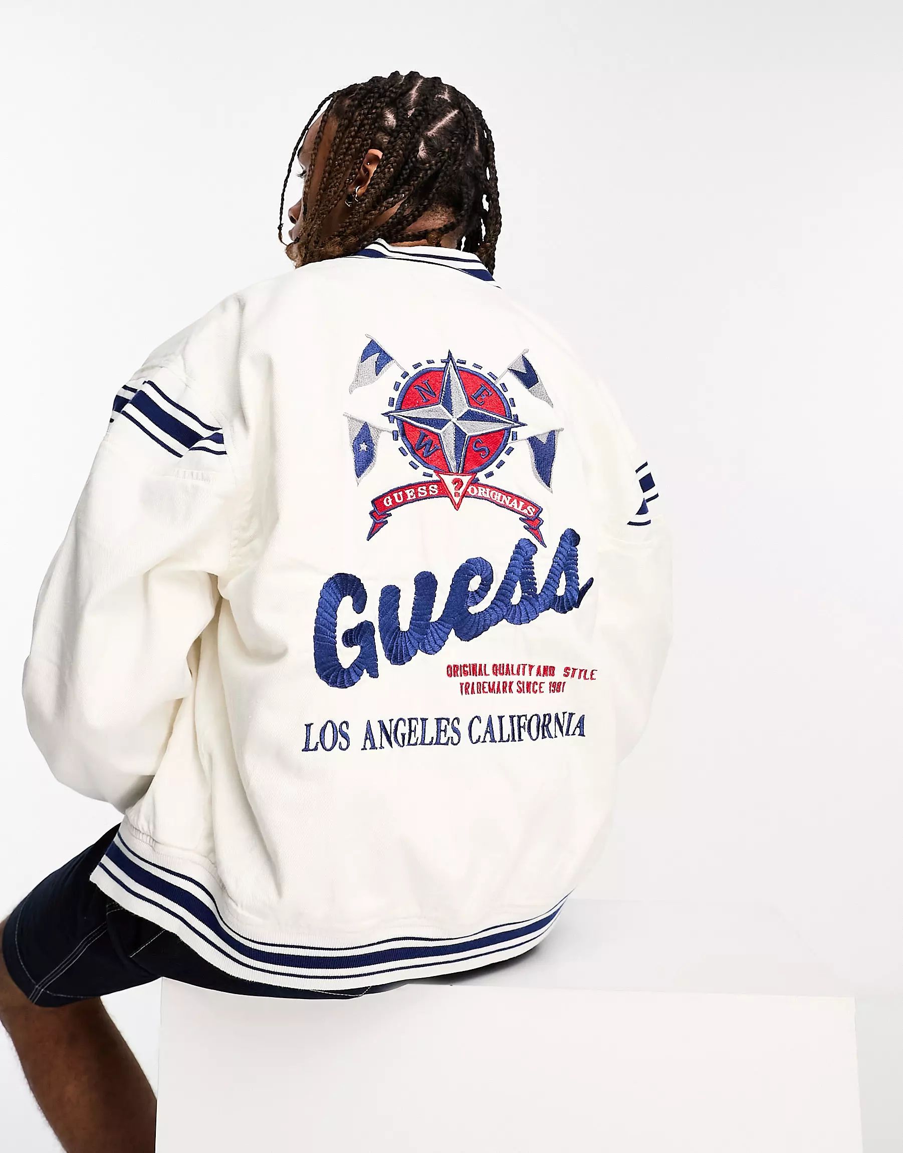 Guess Originals compass bomber jacket in white | ASOS (Global)
