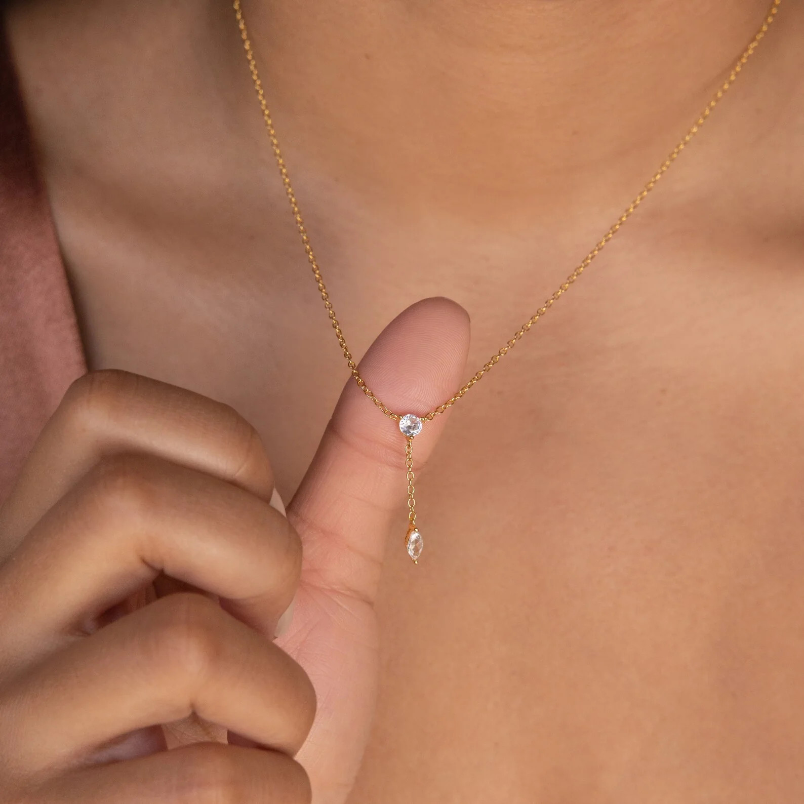 Leena Diamond Drop Lariat Necklace | Caitlyn Minimalist | Caitlyn Minimalist
