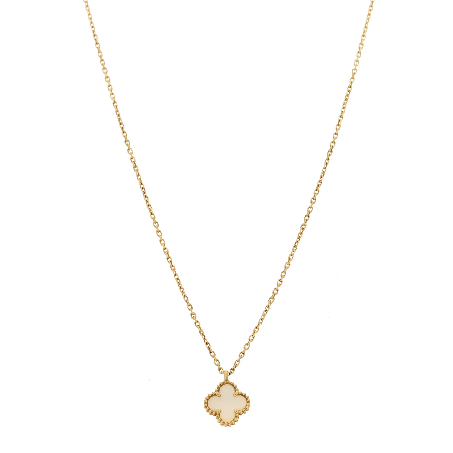 Van Cleef &amp; Arpels 18K Yellow Gold Mother of Pearl Sweet Alhambra Pendant Necklace 1675579 | FASHIONPHILE (US)