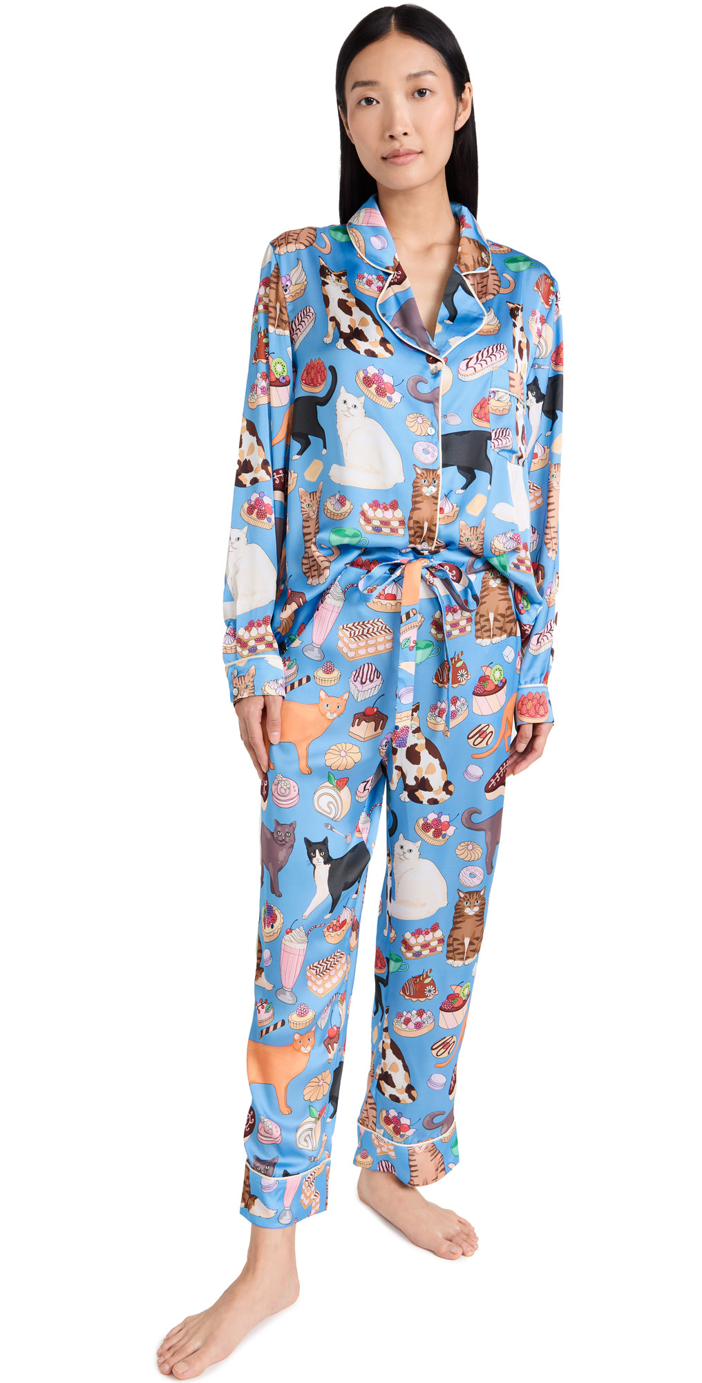 Karen Mabon Cat Café Classic Long PJ Set | Shopbop