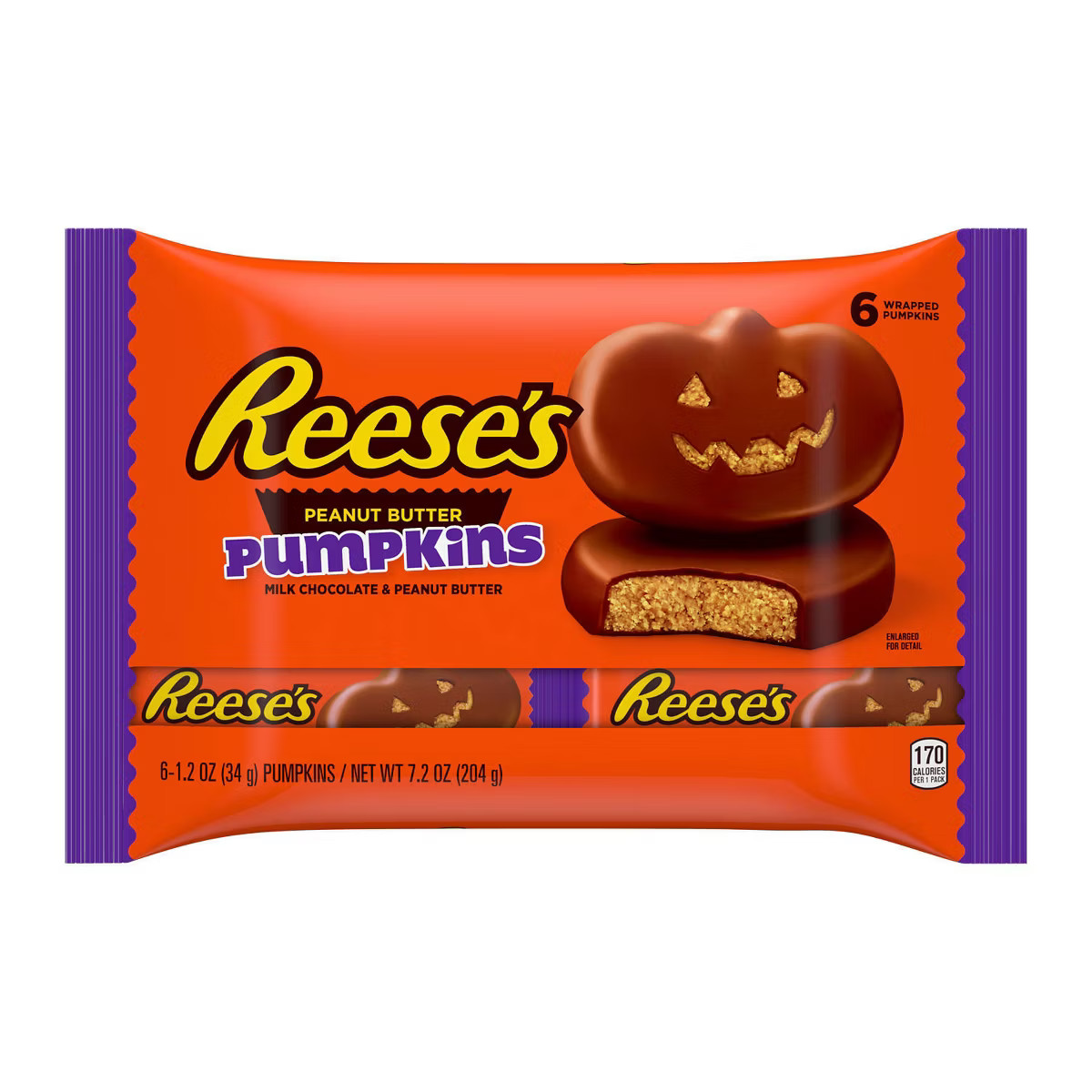 Reese's Peanut Butter Milk Chocolate Pumpkins Halloween Candy - 6ct/7.2oz | Target