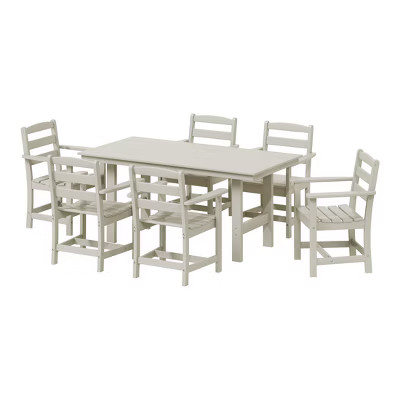 WestinTrends Ashore 7-Piece HDPE Outdoor Rectangular Patio Dining Table Set, Sand | Target