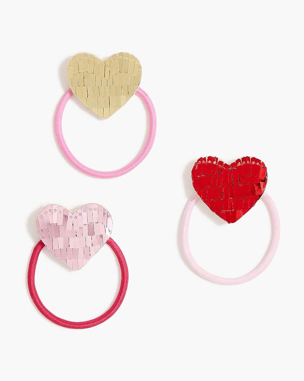 Girls' heart hair scrunchies set-of-three | J.Crew Factory