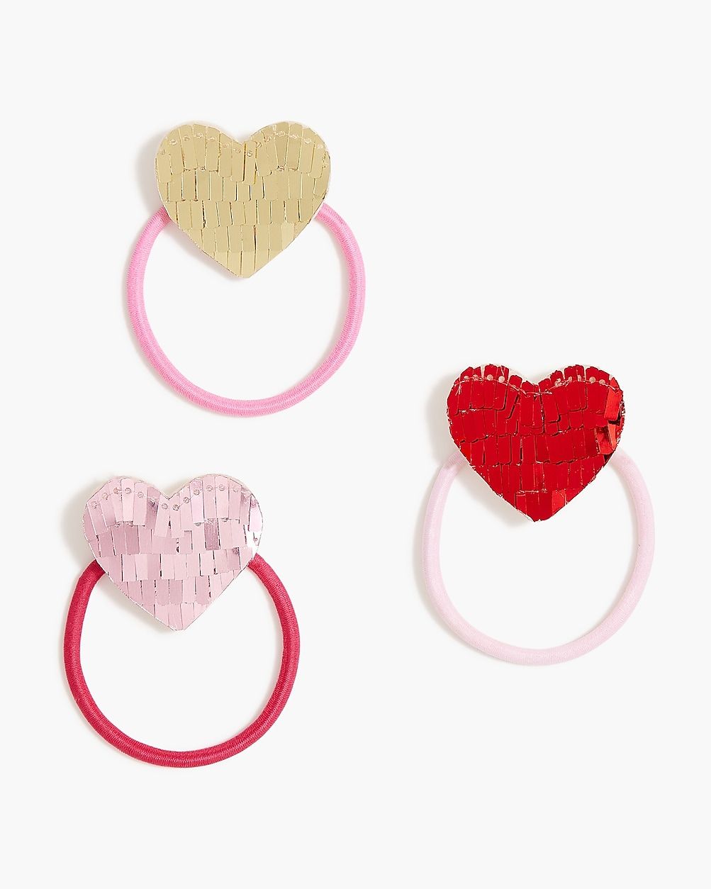 Girls' heart hair scrunchies set-of-three | J.Crew Factory
