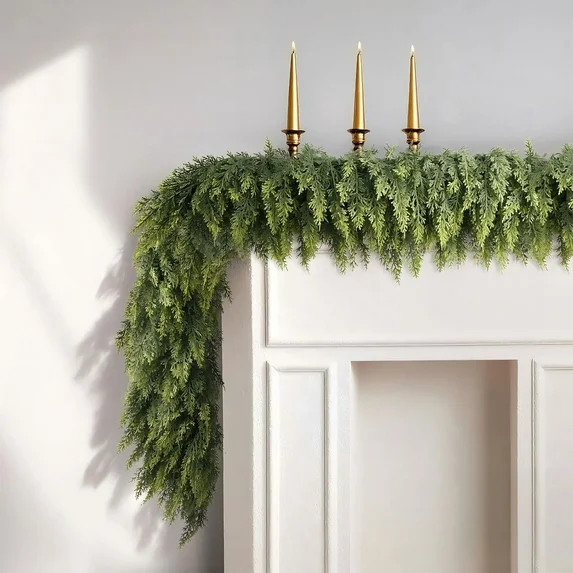 RBCKVXZ 5 FT Christmas Garland Thick and Realistic Artificial Cedar Garland Green Faux Needles Ga... | Walmart (US)