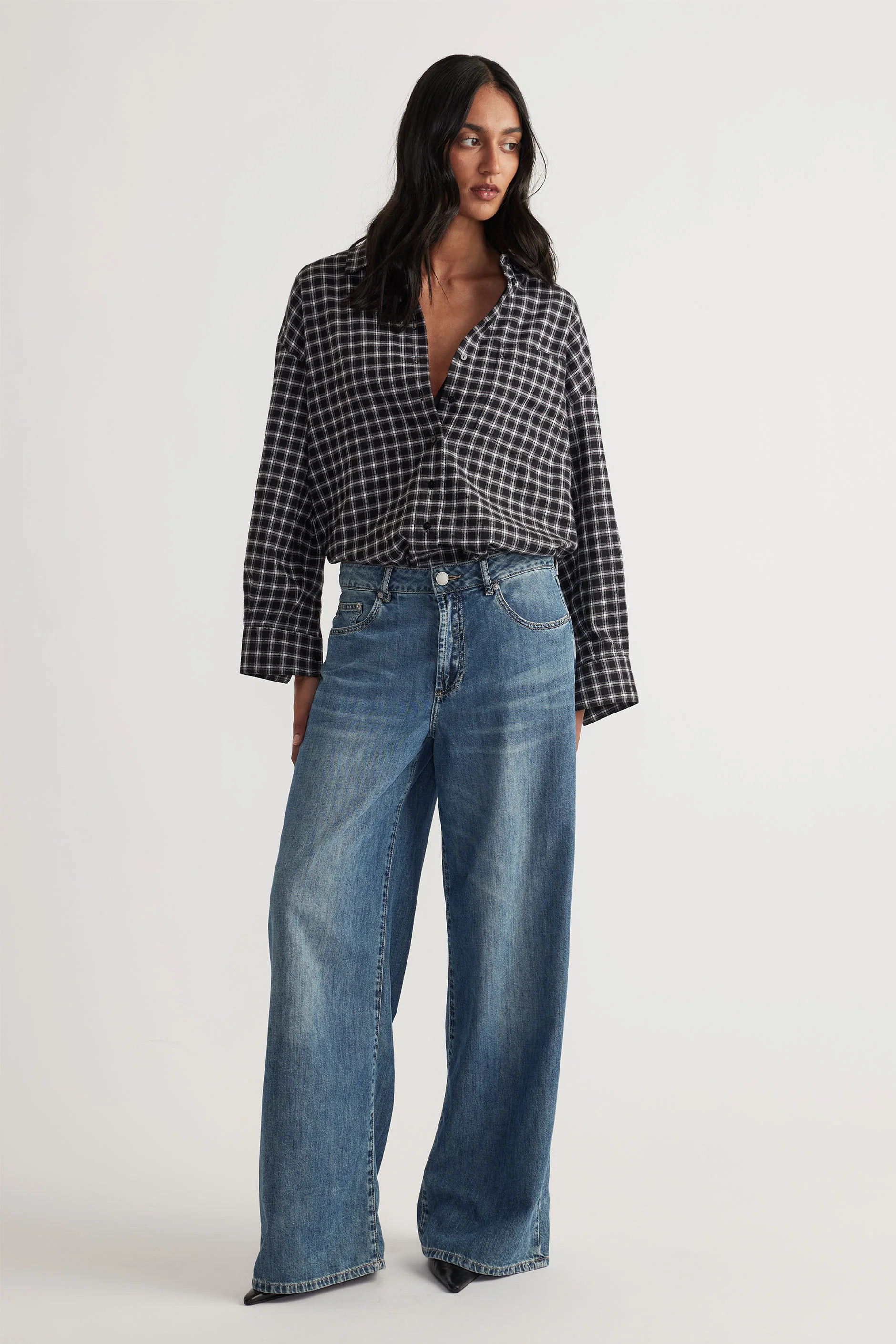 Lori Flannel Shirt - Black Micro Check | DECJUBA