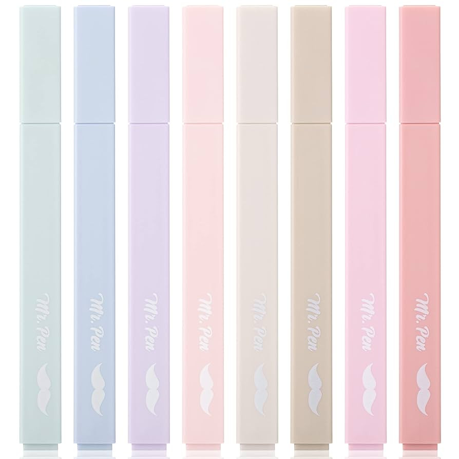 Mr. Pen - 8 Pack Aesthetic Highlighters, Chisel Tip, Discreet Pastel Color, No Bible Smudge, Asso... | Amazon (US)