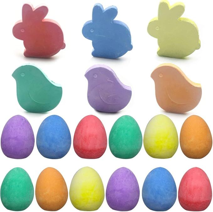 JoFAN 18 Pack Easter Sidewalk Chalk Set with Easter Eggs Bunny Chicken for Kids Boys Girls Toddle... | Amazon (US)