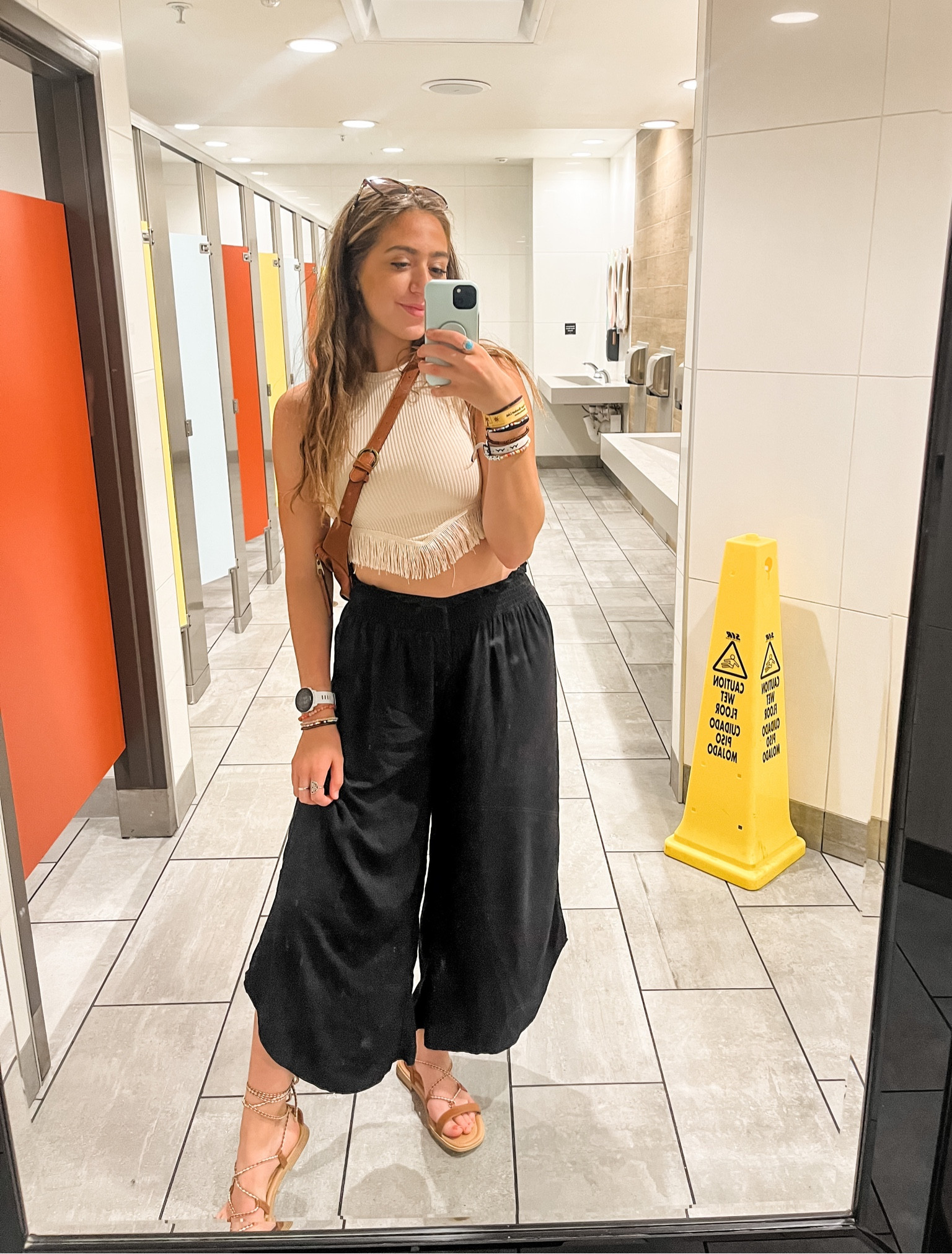 Obsessed with these wide leg pants! Perfect for the beach or casual everyday wear! High waist for a flattering look! Wearing size M! These are my FAVORITE lace up sandals! 

#LTKSeasonal #LTKshoecrush #LTKtravel