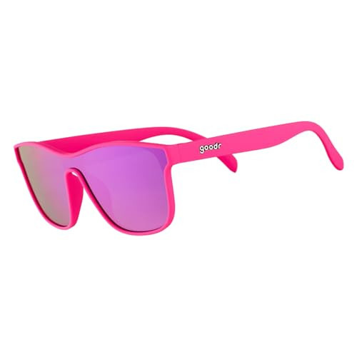 goodr See You at the Party, Richter! Polarized Sunglasses, Medium Sized (VRG), Pink Solid Frames with Purple Mirrored Reflective Lens, UV400 Protection, No Slip, No Bounce | Amazon (US)