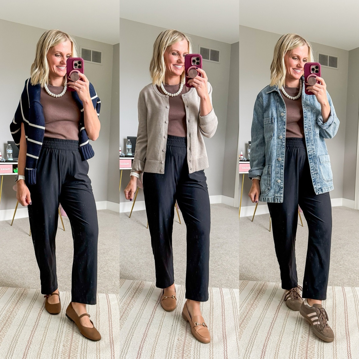 Fall Capsule 2026 🍂 Three ways I'm styling my black wide-leg pants! This is look 10 of 10 with this piece — my 20-piece capsule mixes and matches into 120 outfits. Which one is your favorite?! Shop the pieces on my LTK! 🤎 

 #fallcapsulewardrobe #capsulewardrobe #falloutfits #fallfashion #petitestyle #affordablefashion #ltkstyle #ltkfall