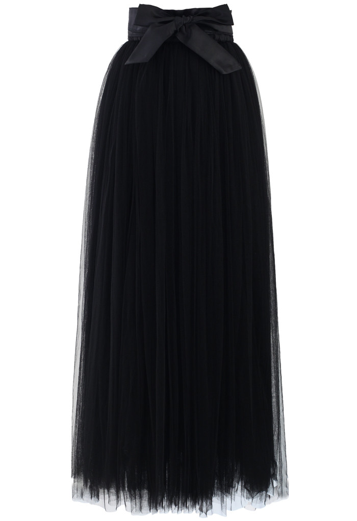 Amore Maxi Tulle Prom Skirt in Black | Chicwish