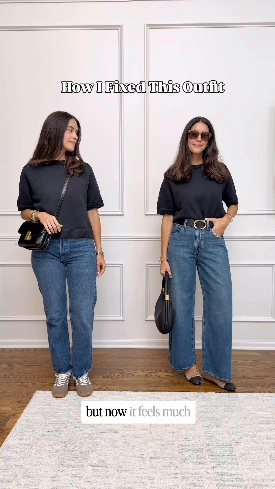 Fall Outfit fix ✨ Same idea, just a few small changes to make it feel more polished and intentional.

Sizing
Jeans are TTS, I’m 5’6” wearing a 27 with a 29 inseam
Belt size small 
Top is size medium, I also linked similar options
Flats are TTS

#LTKgrwm #LTKSeasonal #LTKOver40