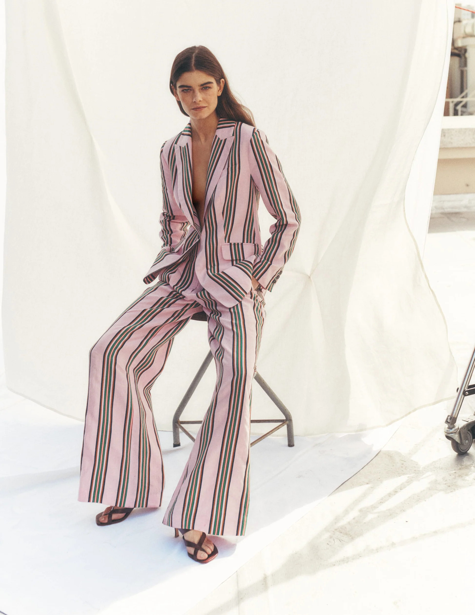 Kensington Linen Pants-Pink and Green Stripe | Boden (US)