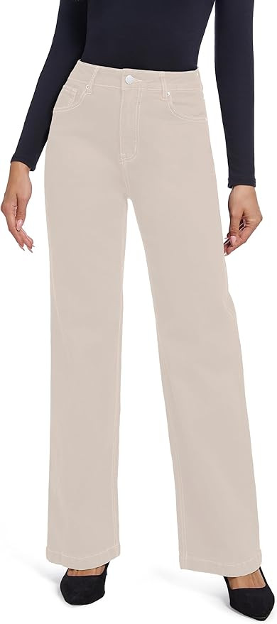 Women's Jeans Straight Leg Casual High Waisted Stretch Trendy Black Pull On Jeans for Women | Amazon (US)