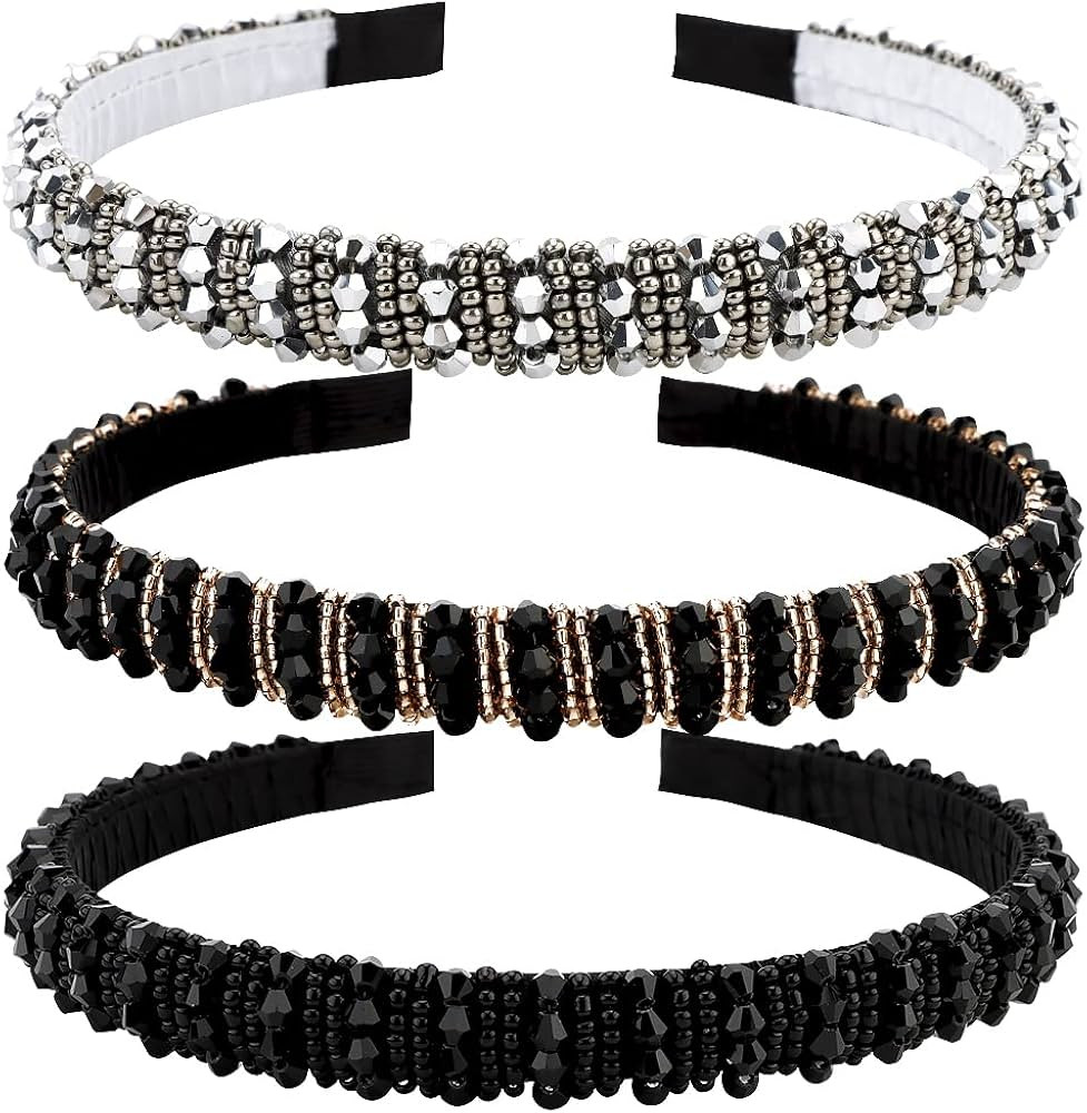 ANBALA Beaded Headbands for Women Girls Crystal Dressy Headbands Rhinestone Headband for Women Di... | Amazon (US)