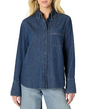 Amazon Essentials Women's Oversized Denim Button-Down Shirt | Amazon (US)