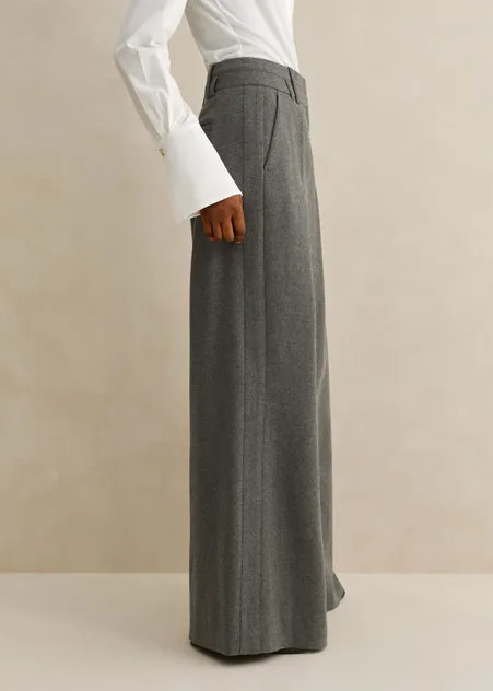 Flannel High-Waisted Wide-Leg Pants | ME+EM US