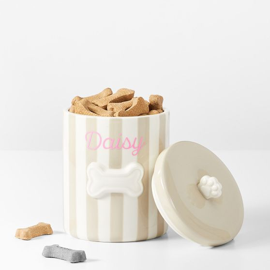 Striped Ceramic Dog Treat Jar | Mark and Graham