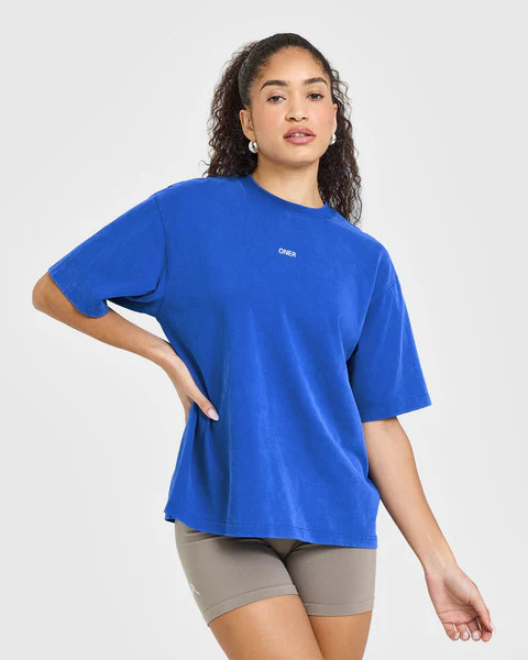 Raising The Bar Oversized Washed T-Shirt 
 Cobalt Blue | Oner Active (UK / US)
