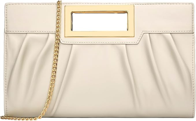 KKXIU Women Clutch Purse Elegant Pleated Evening Bag for Wedding Prom Bridal with Chain Strap | Amazon (US)